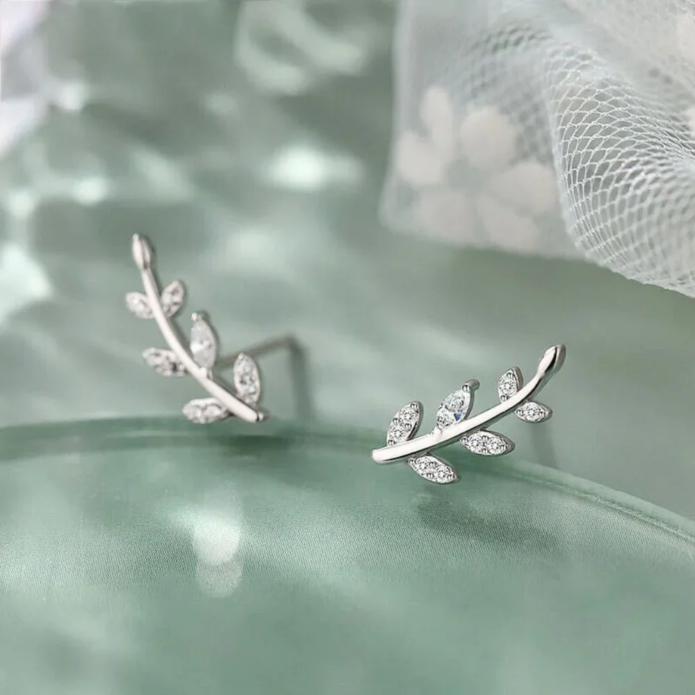 New 925 Silver Sim, Diamonds Branch Studs